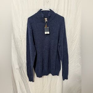St John's Bay Sweater Men's Small 1/4 Zip Blue Navy Long Sleeve Warm